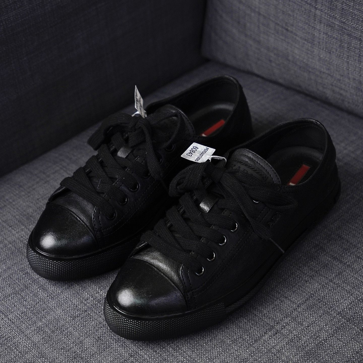 Prada Prada Black Leather Low-Top Sneakers Size 36.5 Size US 6.5 / IT 36.5 - 1 Thumbnail