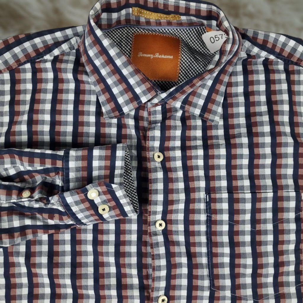 Tommy Bahama TOMMY BAHAMA Blue Plaid Button Up Shirt Mens XL Long Sleeve Cotton Size US XL / EU 56 / 4 - 1 Thumbnail
