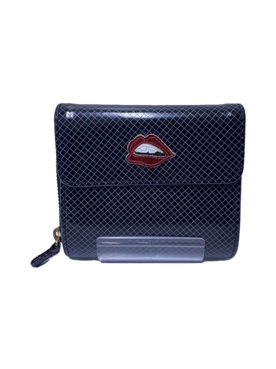 image of Undercover Lips Leather Wallet in Black, Men's