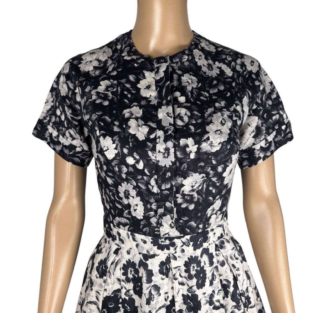 Other LOVER Black Floral Linen Short Sleeve Front Button Mini Dre Size XS / US 0-2 / IT 36-38 - 9 Thumbnail