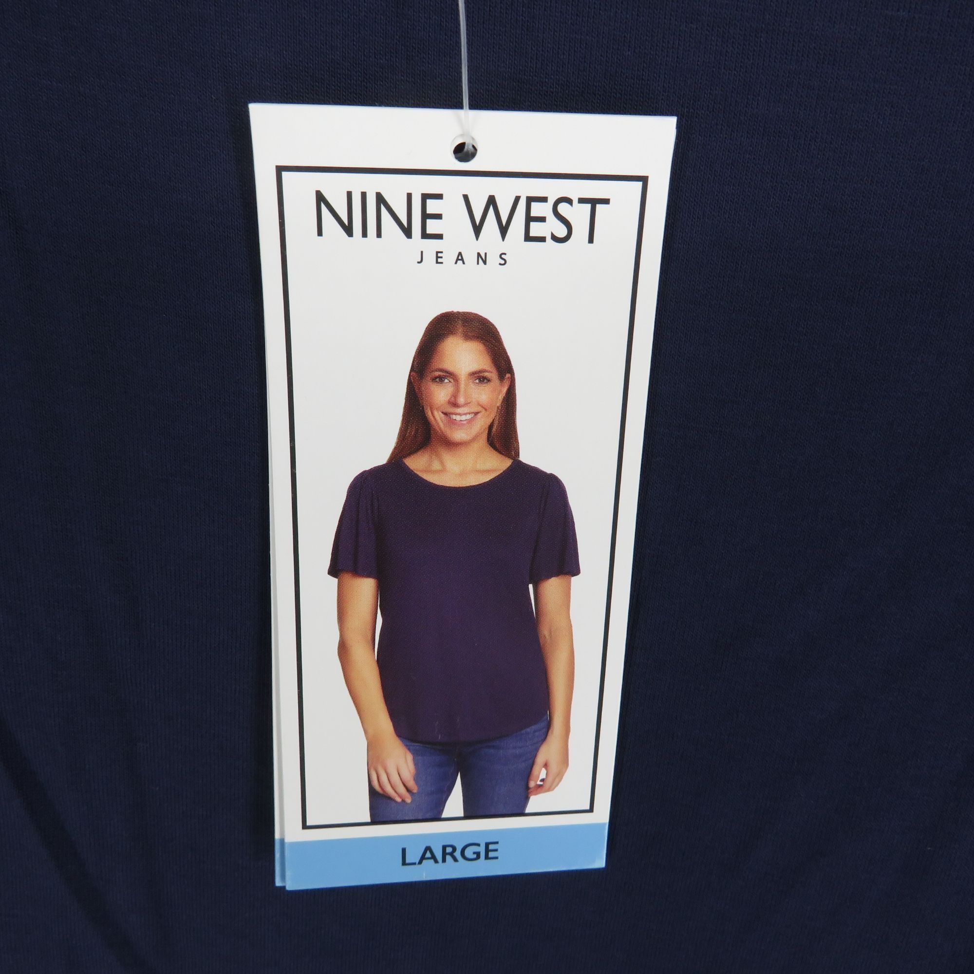 Nine West Nine West Womens Flutter Sleeve Top Large Navy Soft Casual T Size L / US 10 / IT 46 - 6 Thumbnail