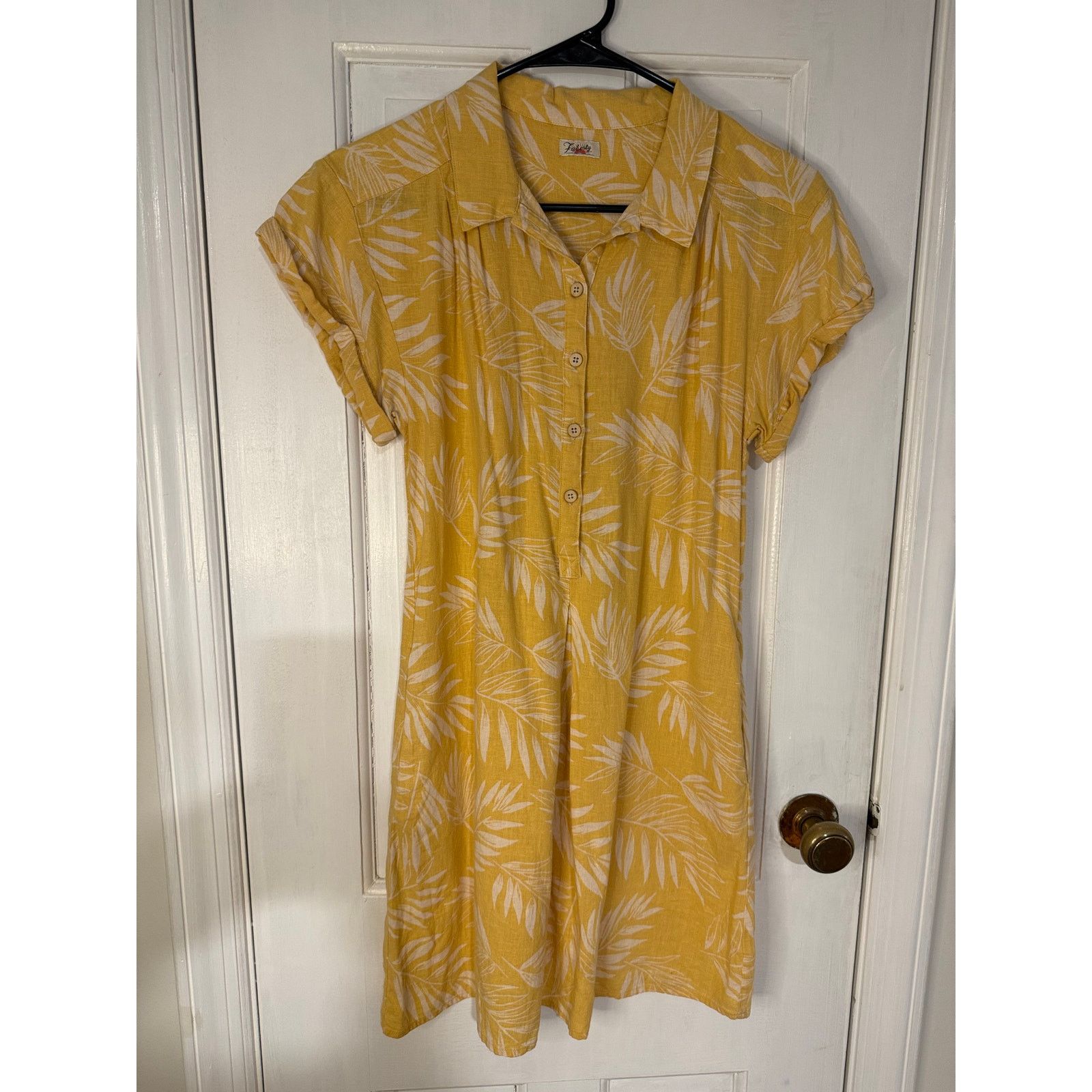 Faherty Faherty Yellow Hana Dress Front Button Linen/Cotton Size S Size S / US 4 / IT 40 - 1 Thumbnail
