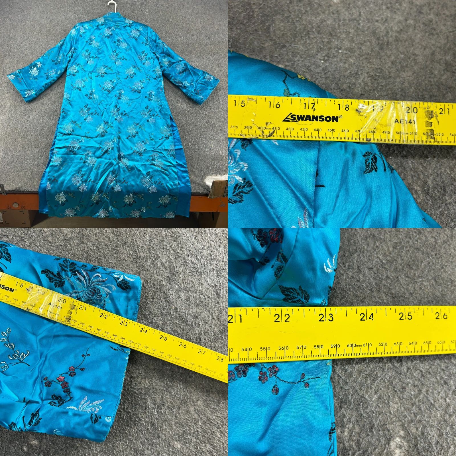 Vintage VINTAGE Longevity Robe Womens L/XL? Blue Traditional Kimono Floral Embossed 90s Size ONE SIZE - 8 Thumbnail