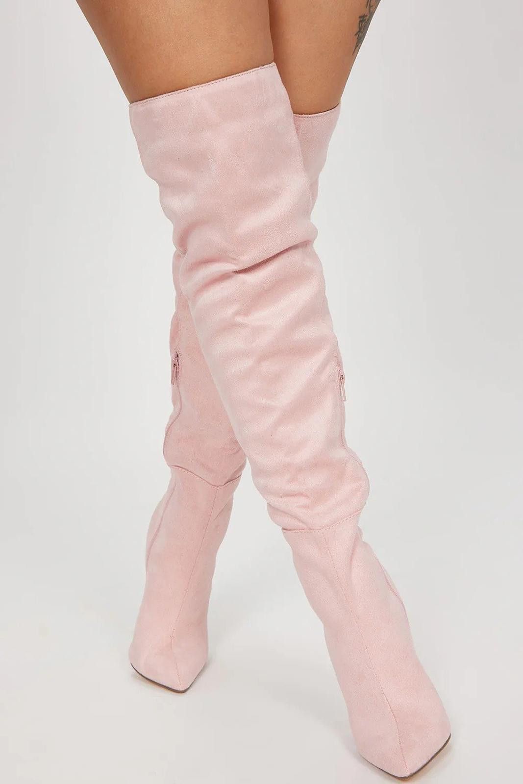 Fashion Nova Sending My Location Knee High Heeled Boots - Blush Size US 10 / IT 40 - 3 Thumbnail