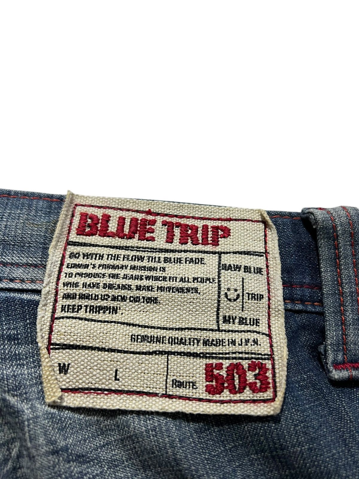 Edwin 💥Flare💥Vintage Edwin 503 Blue Trip Distress Jeans Size US 31 - 21 Thumbnail