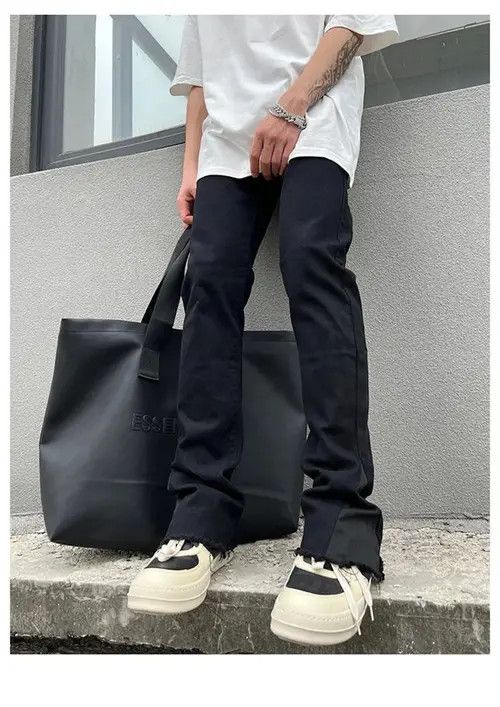 Japanese Brand × Vintage Y2K Black Flared Baggy Leg Jeans Size US 31 - 2 Thumbnail