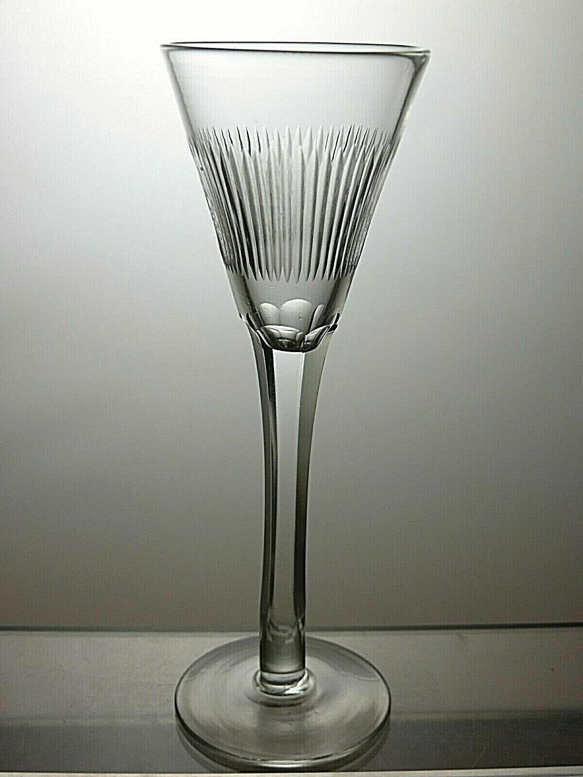 Long stemmed Set Of 6 Cut Crystal Sherry Glasses 5 3/4
