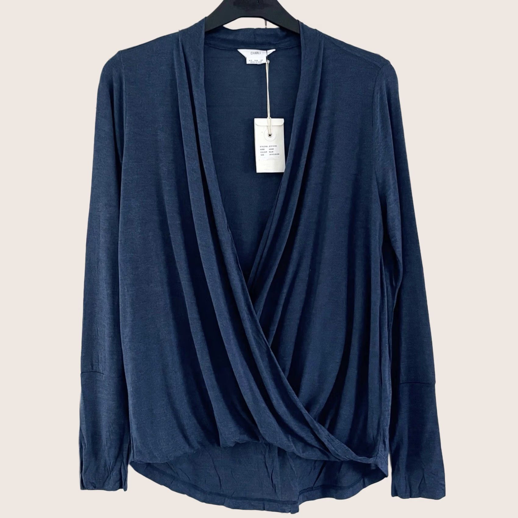 Vintage Charli Adine Wrap Top - UK 10 Blue Womens Long Sleeve Casual New with Tags BNWT Size L / US 10 / IT 46 - 1 Thumbnail