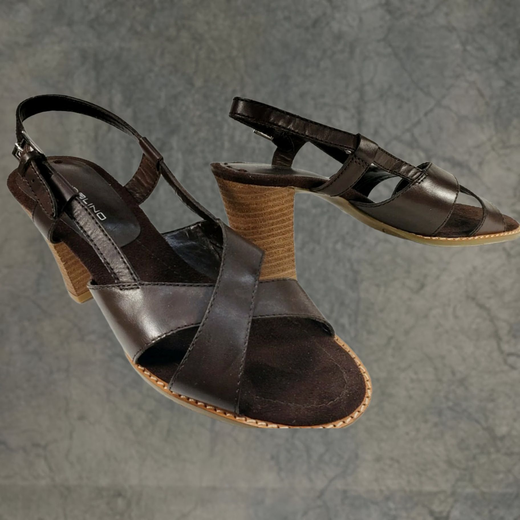 Vintage Bandino Naddia Women's Heeled Sandals Slingback Leather Brown Size 9M Shoes Size US 9 / IT 39 - 1 Thumbnail
