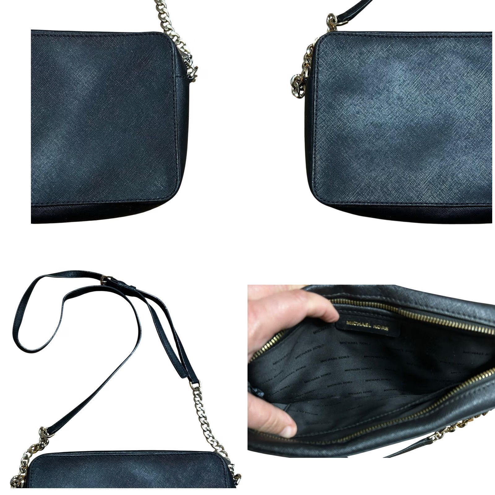 Vintage Michael Kors Jet Set East West Black Saffiano Leather Crossbody Handbag Women's Size ONE SIZE - 10 Thumbnail