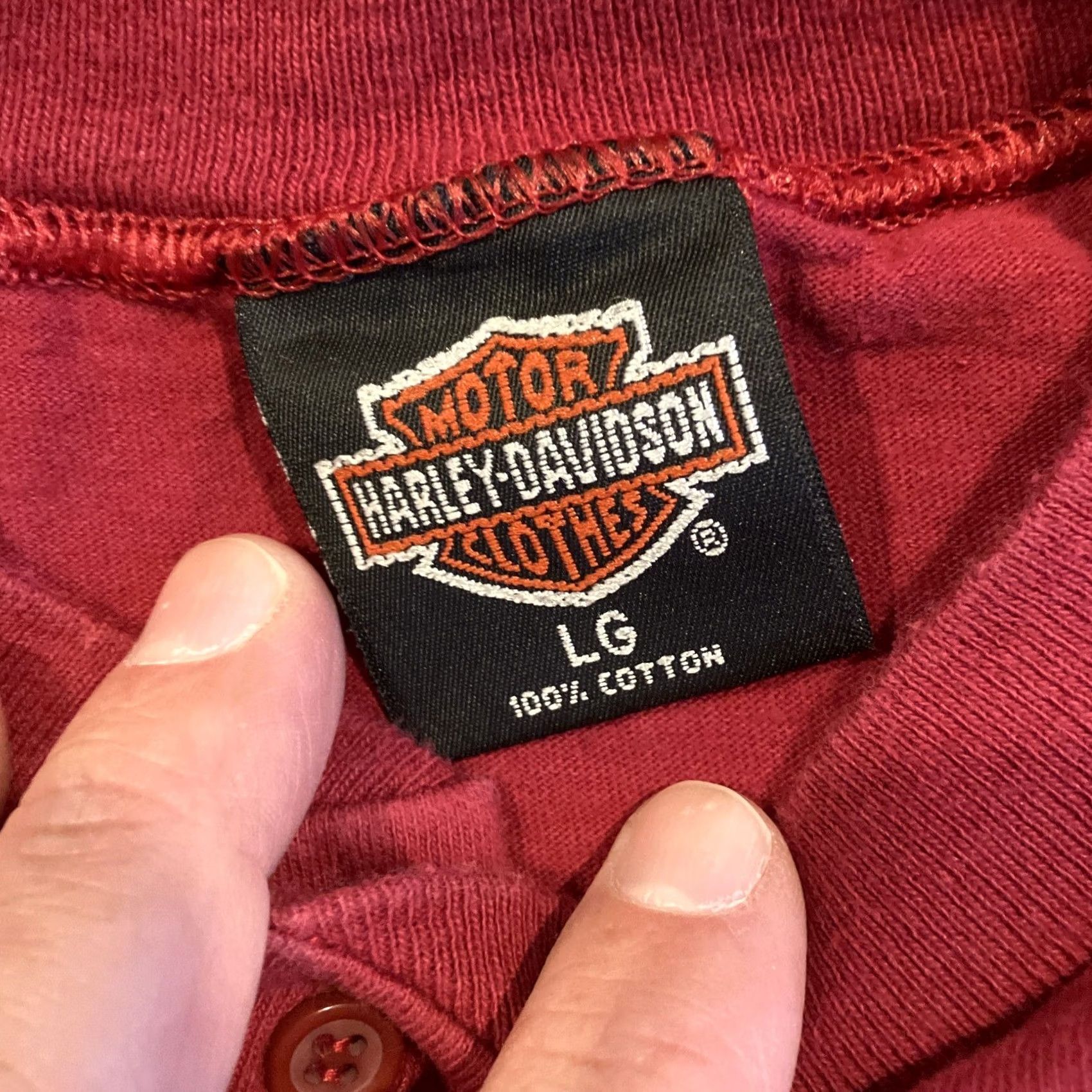 Harley Davidson VINTAGE Harley-Davidson Henley Shirt Made in USA Large Purple Cotton Short Sleeve 1987 Men Shirt USA 1987 Gem Size US L / EU 52-54 / 3 - 3 Thumbnail