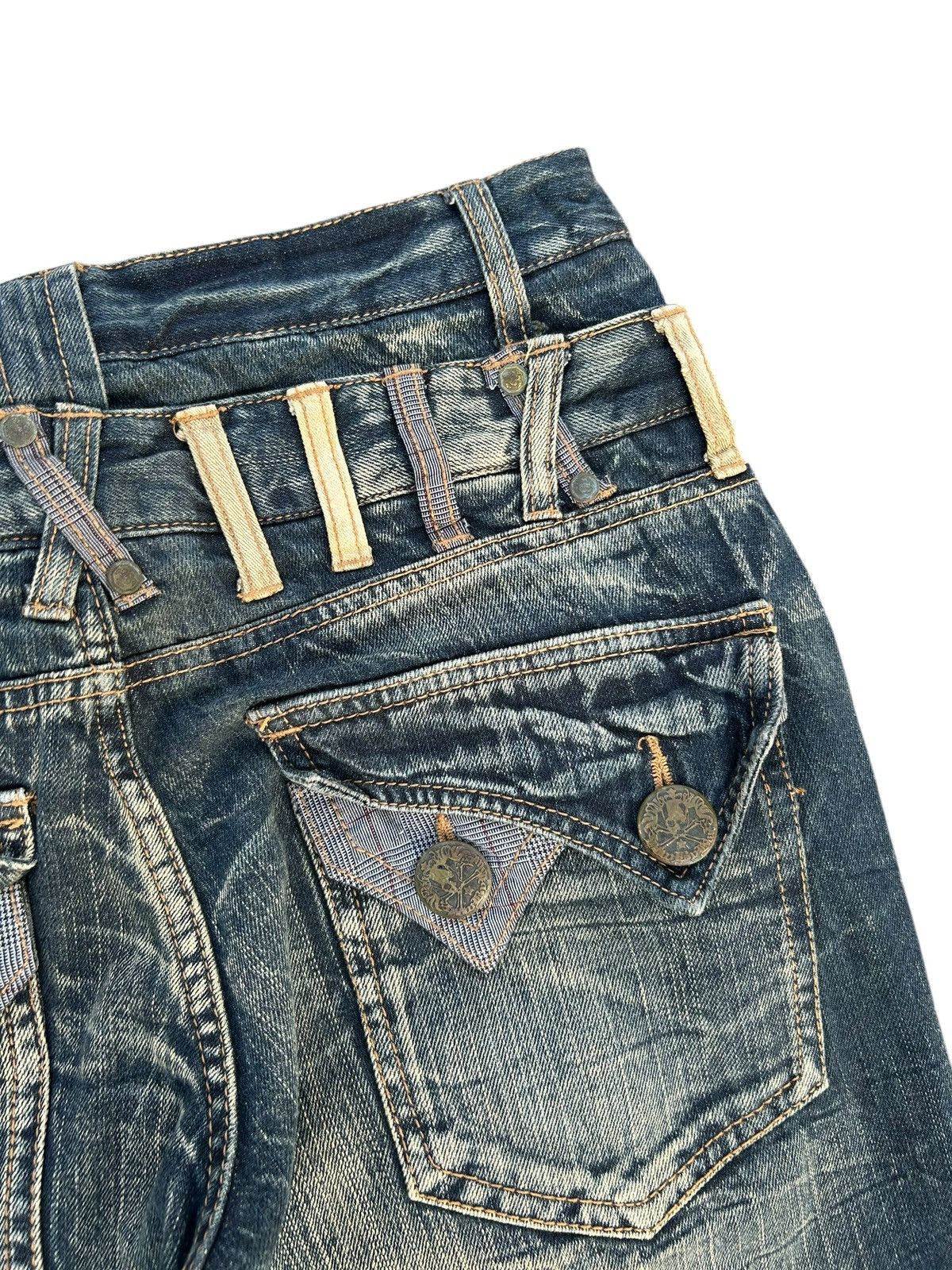 Japanese Brand × Kapital × Vintage Double Waist Skull Japanese Punk Style Denim Jeans Size US 33 - 5 Thumbnail