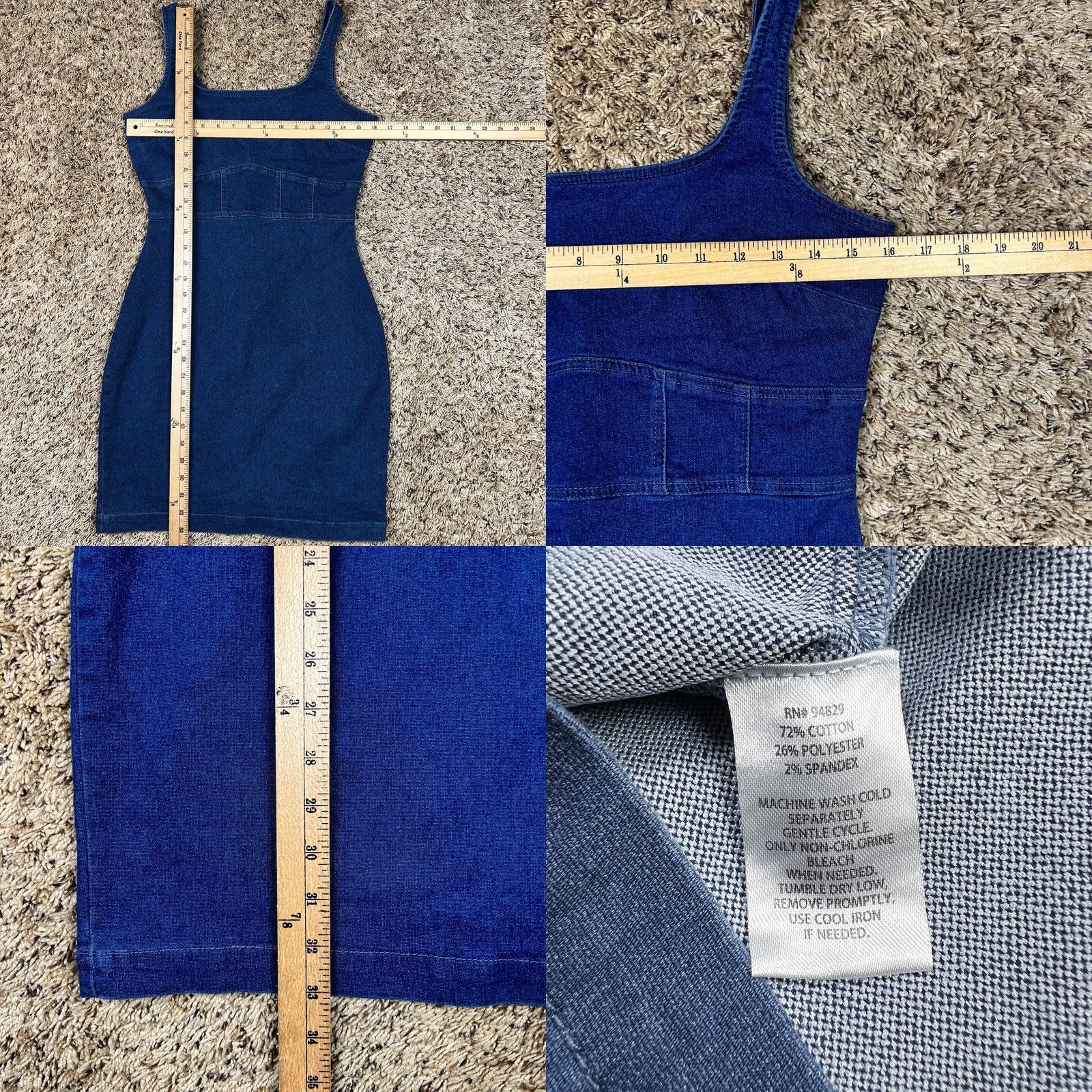Vintage Derek Heart Jumper Dress Denim Blue Sleeveless Cotton Polyester Spandex Short Dress Medium M Womens Slim Stretch Fashion Size M / US 6-8 / IT 42-44 - 8 Thumbnail