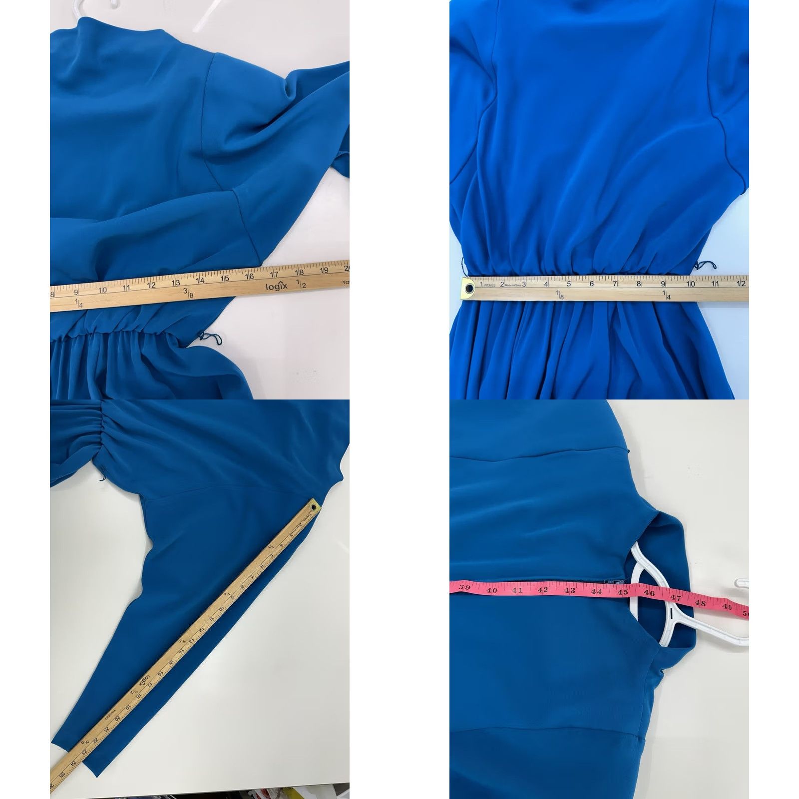 Vintage Willi of California Dress Blue VTG Belted Mock Neck Long Sleeve 6 Womens Vintage 80s 90s Spring Summer Fall Size M / US 6-8 / IT 42-44 - 8 Thumbnail