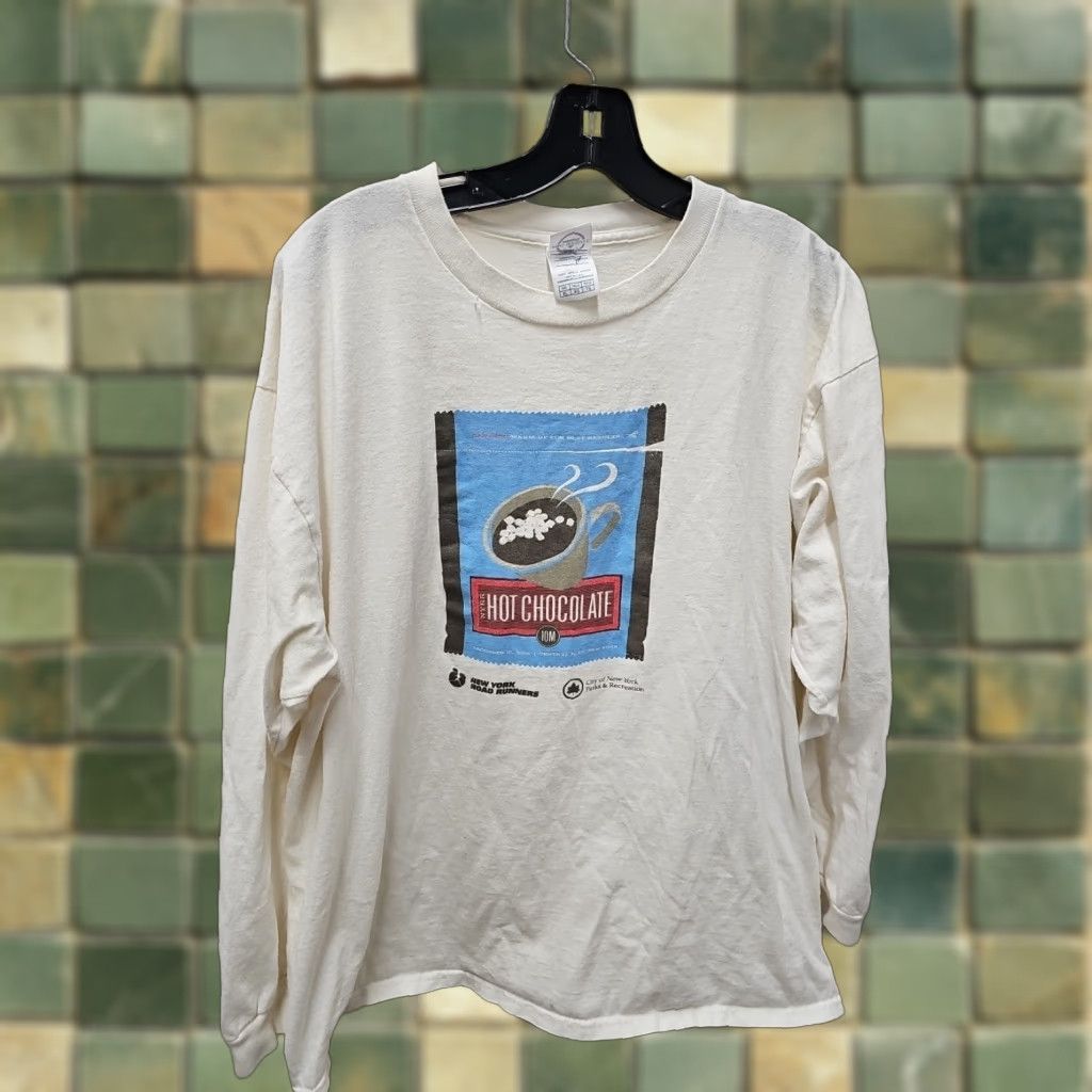 CHOCOOLATE Vintage 2006 New York Road Runners Hot Chocolate December Race XL Shirt Mens White Cotton Graphic Tee Size US XL / EU 56 / 4 - 1 Thumbnail