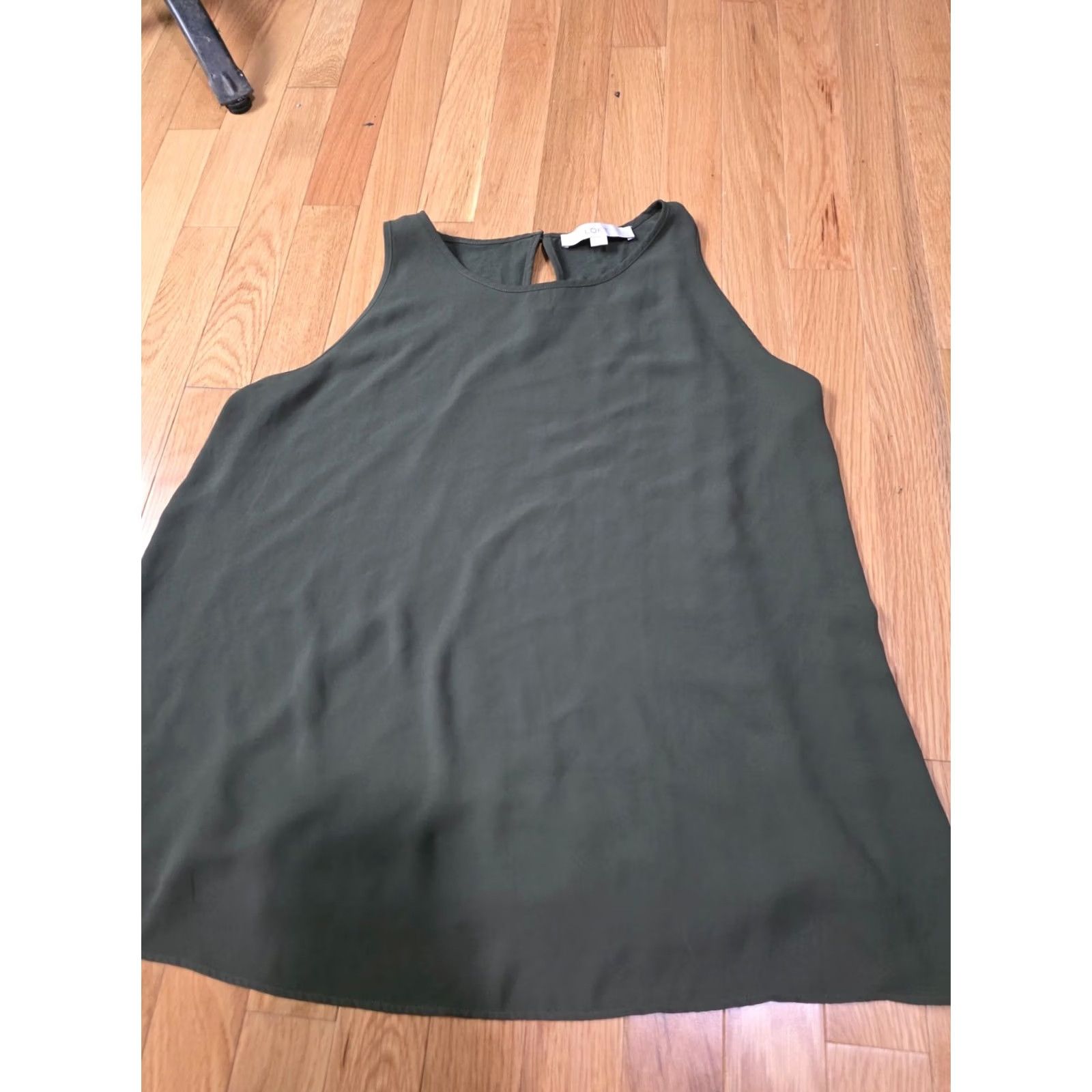 Loft Loft Green Tank Top Women's Size L Boat Neck Keyhole Back Sleeveless Casual Lightweight Solid Pattern Summer Spring Size L / US 10 / IT 46 - 4 Thumbnail