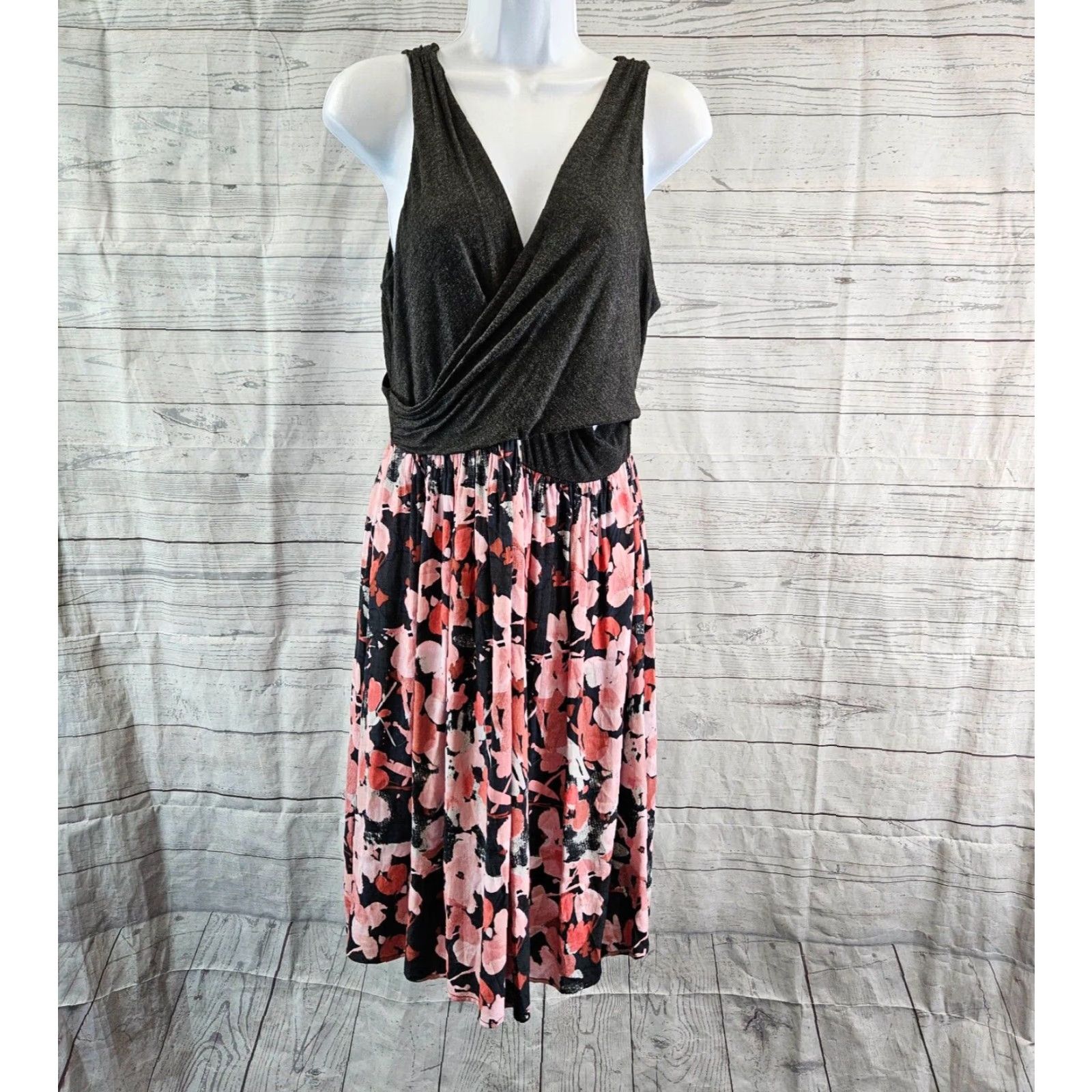 Loft LOFT Ann Taylor Womens Dress M Floral Sleeveless V-Neck Short Multicolor 90s? (No, remove) Size M / US 6-8 / IT 42-44 - 2 Thumbnail