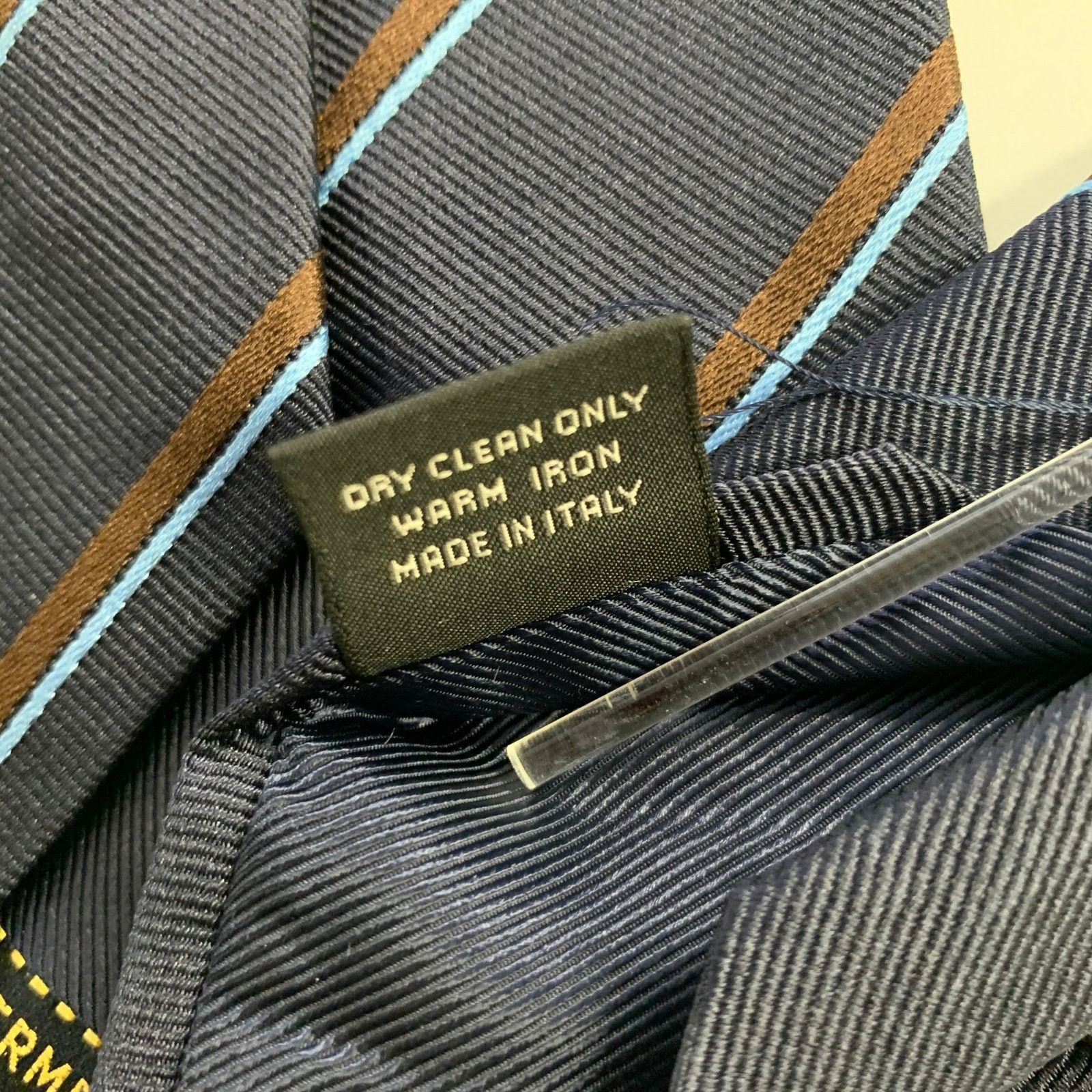 Ermenegildo Zegna Ermenegildo Zegna Navy Light Blue Diagonal Stripe Silk Tie Size ONE SIZE - 4 Thumbnail