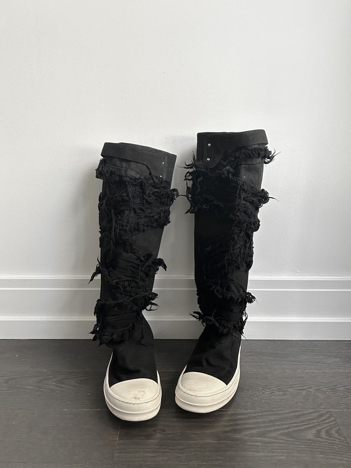 Rick Owens Rick Owens Elefant Distressed Denim Sneaker Boots Size US 7 / EU 40 - 4 Thumbnail