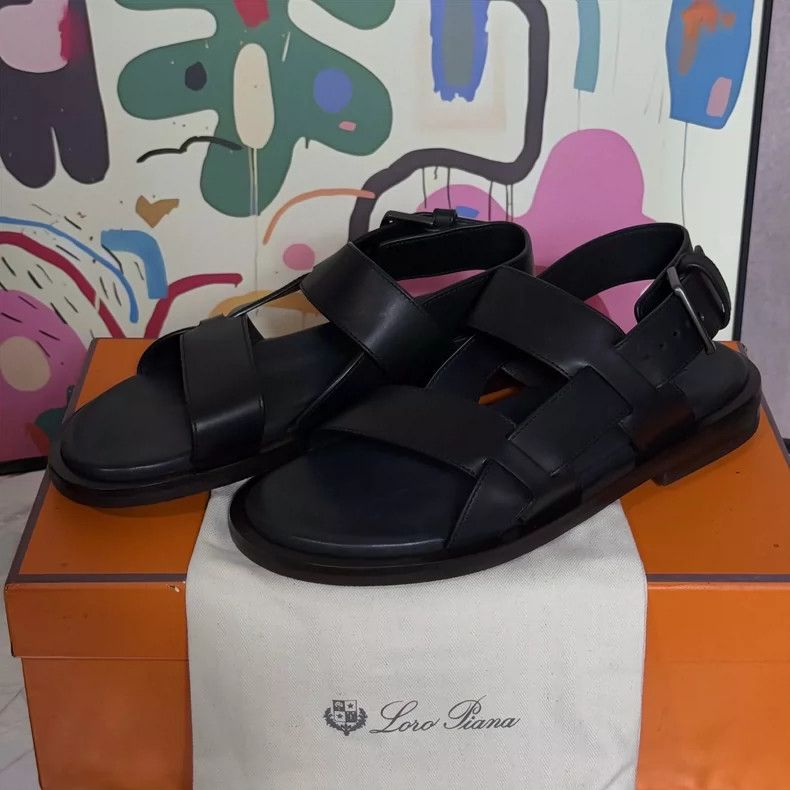 Loro Piana LORO PIANA Black sandals Size US 7 / EU 40 - 1 Thumbnail