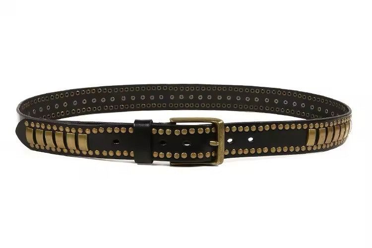 Designer × Leather Gothic Punk Leather Hip Hop Buckle Belt Size ONE SIZE - 1 Thumbnail