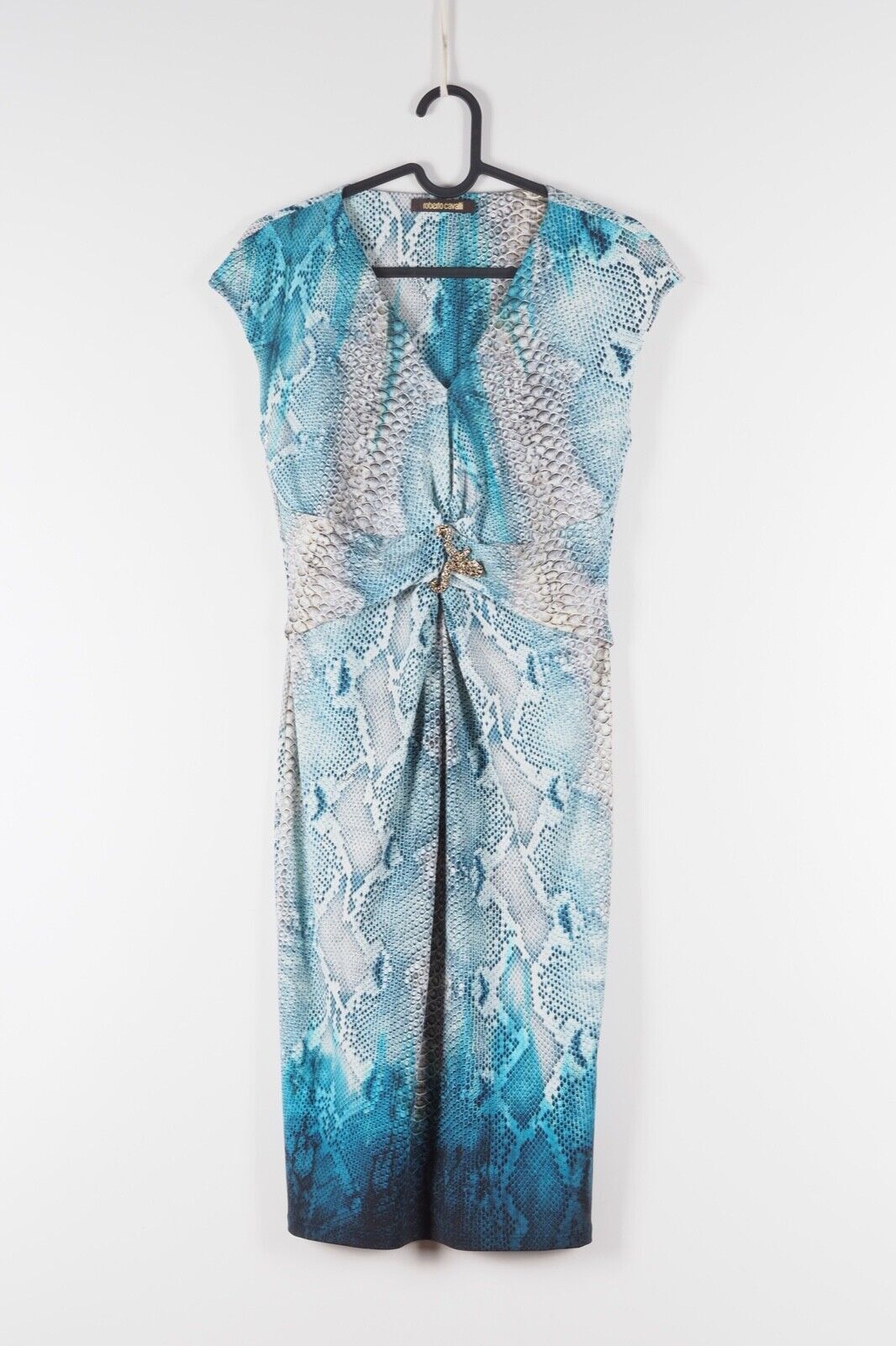 Roberto Cavalli × Vintage Roberto Cavalli Animal Print Reptile Snake Skin Blue Dress Size M / US 6-8 / IT 42-44 - 4 Thumbnail