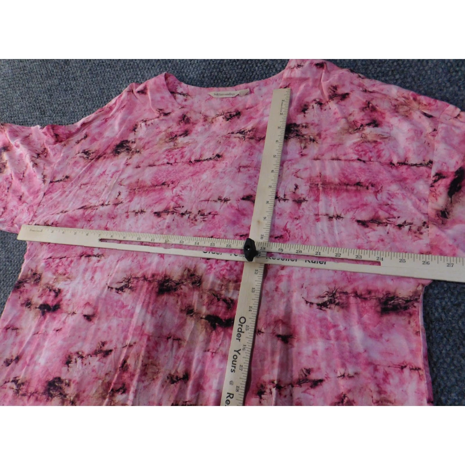 Soft Surroundings Soft Surroundings Pink Tie Dye Knit 3/4 Sleeve Tunic Blouse 1X Womens Casual Travel Spring Summer Fall High Low Knit Shirt Size XL / US 12-14 / IT 48-50 - 6 Thumbnail