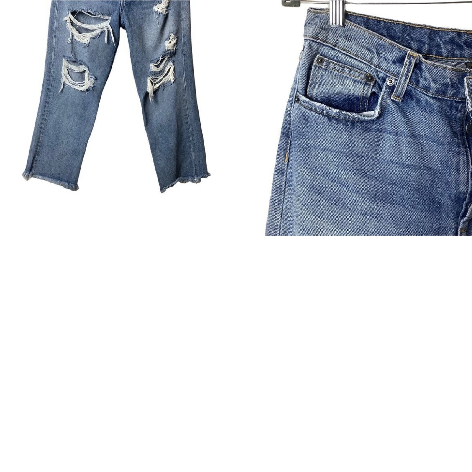 Vintage CARMAR Jeans Womens 28 High Waisted Straight Leg Distressed Crop Blue Size 28" / US 6 / IT 42 - 8 Thumbnail