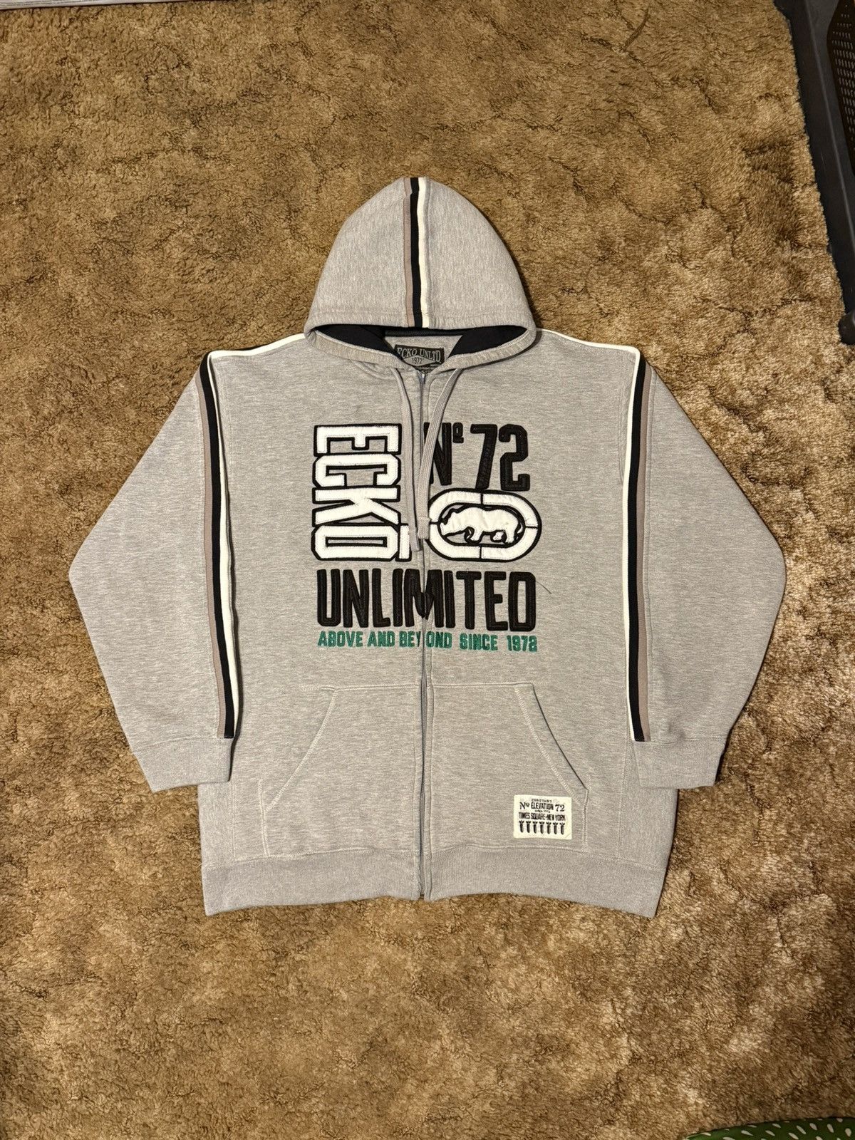 Ecko Unltd. Vintage Y2K Ecko UNLTD Full Zip Up Hoodie Grey XLarge Size US XL / EU 56 / 4 - 1 Thumbnail