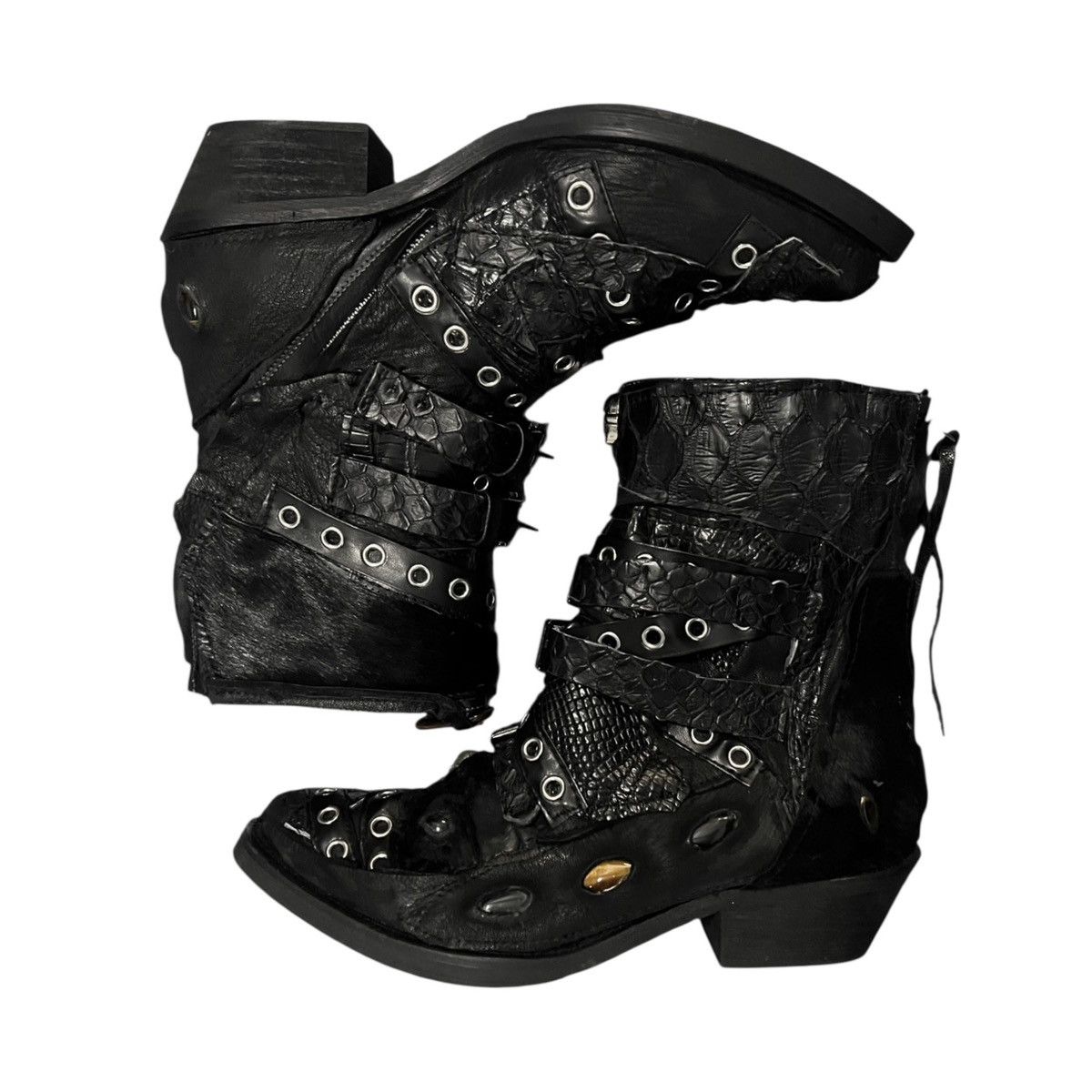 14th Addiction 1vfudie leather pony hair strap boots Size US 9 / EU 42 - 1 Thumbnail