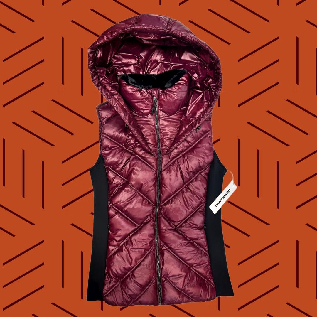 DKNY VINTAGE DKNY Sport Quilted Puffer Vest Burgundy Black S Small Women Size S / US 4 / IT 40 - 1 Thumbnail