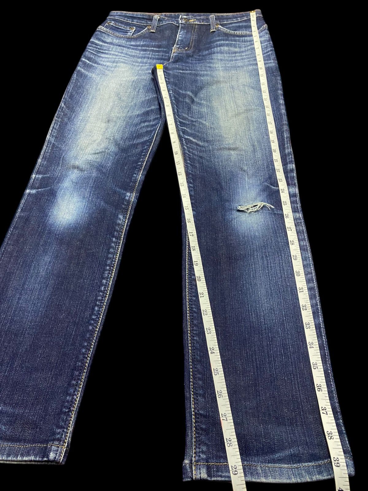 Junya Watanabe Vintage Edwin 503 Japan Blue Wash Distressed Skinny Jeans Size US 30 / EU 46 - 13 Thumbnail