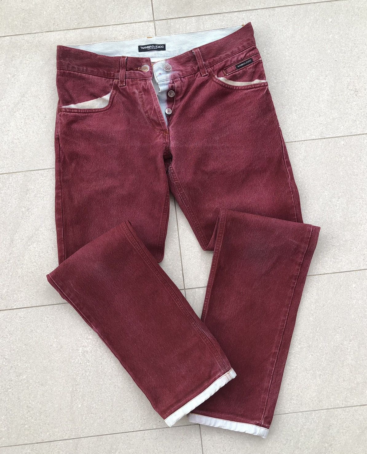Dolce & Gabbana Vintage Dolce And Gabbana Red Denim Pants Size US 31 - 2 Thumbnail