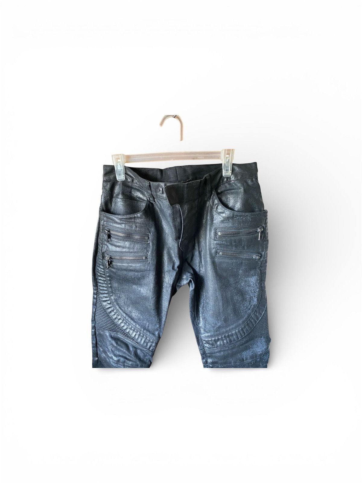Balmain BALMAIN F/W ‘16 4-ZIP COATED BIKER DENIM JEANS Size US 34 / EU 50 - 7 Thumbnail