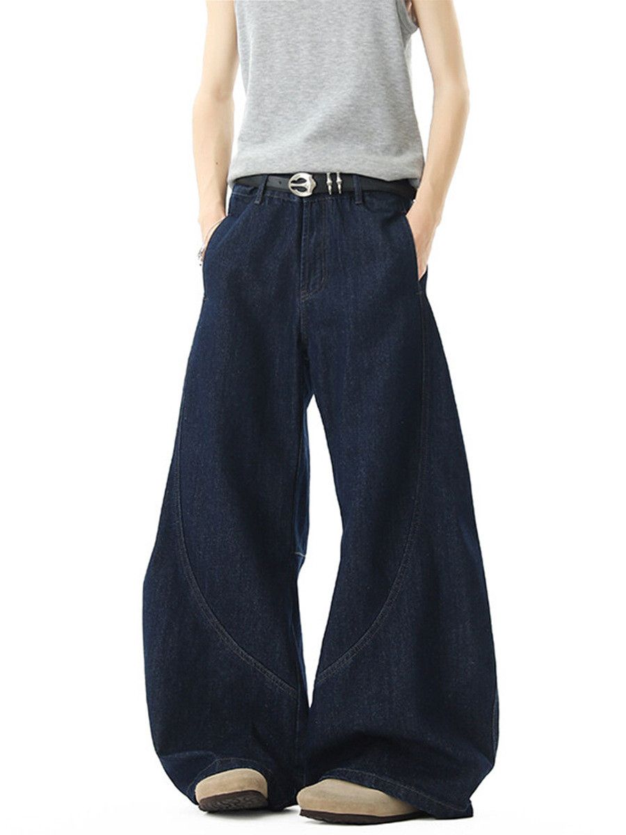 Japanese Brand Men's loose-fitting retro versatile wide-leg curved jeans Size US 32 / EU 48 - 2 Thumbnail