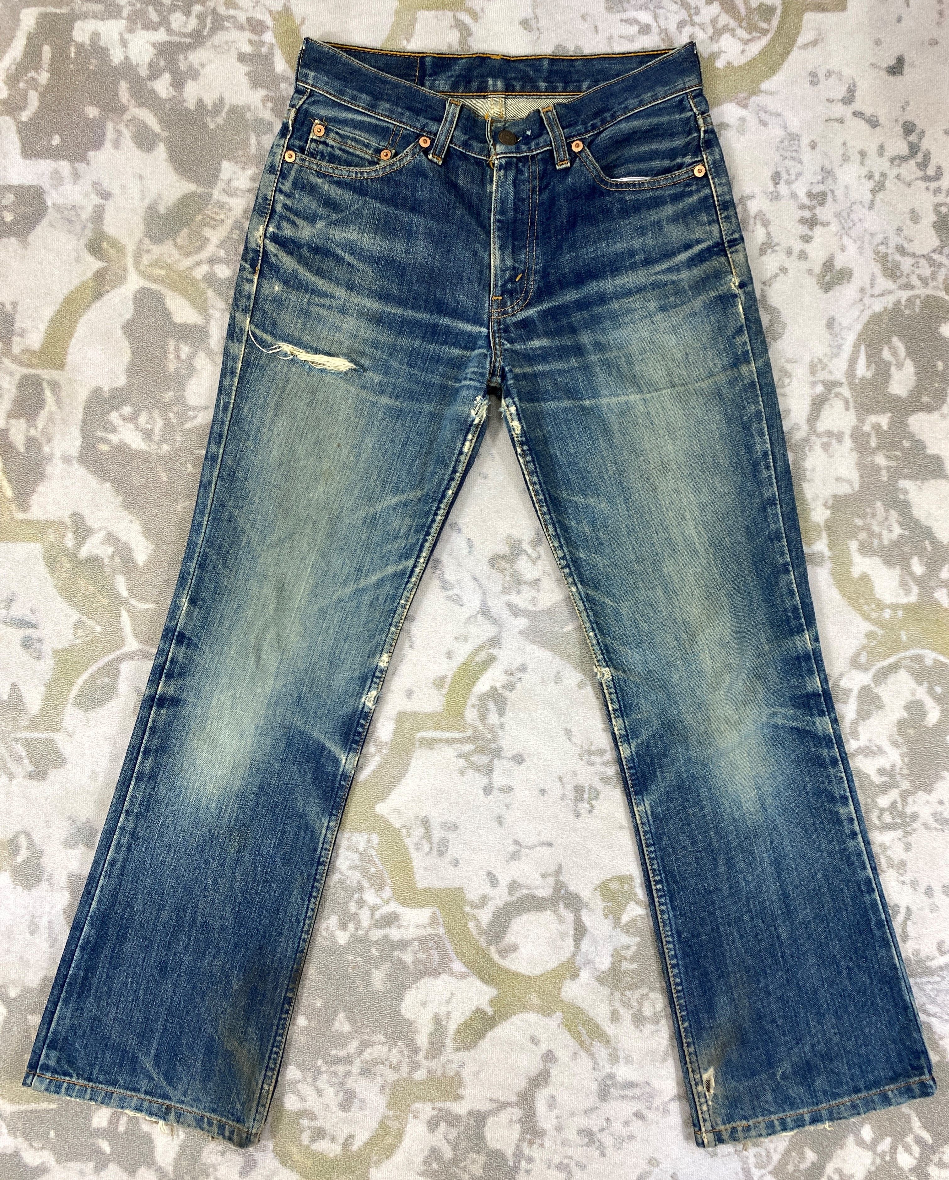 image of Distressed Denim x Levis Distressed Blue Vintage Levi's 553 Flared Denim -Sj191 in Blue Distressed 