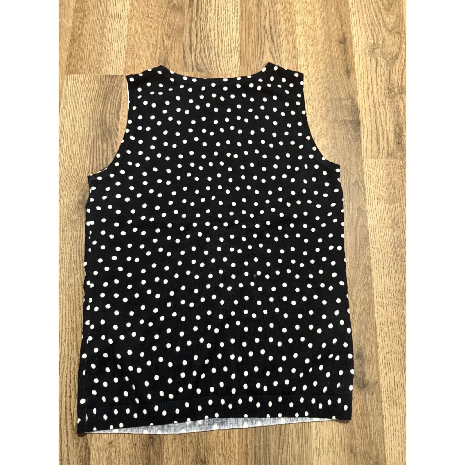 Talbots Talbots Tank Top Women XS Black White Polka Dots Scoop Neck Size XS / US 0-2 / IT 36-38 - 2 Thumbnail