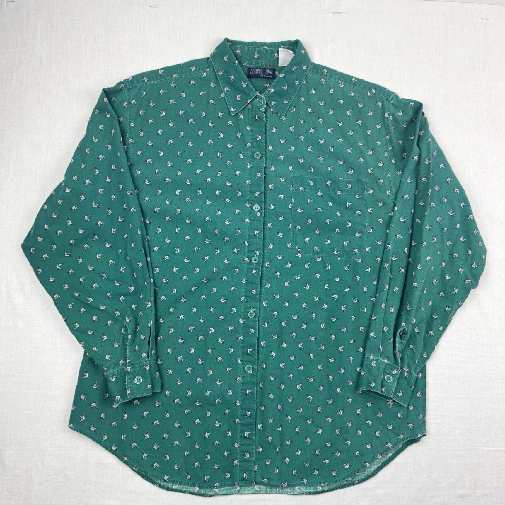 Vintage VINTAGE Camden Classics Bird Printed Button-Up Shirt Womens Large Green 90s Casual Size L / US 10 / IT 46 - 2 Thumbnail