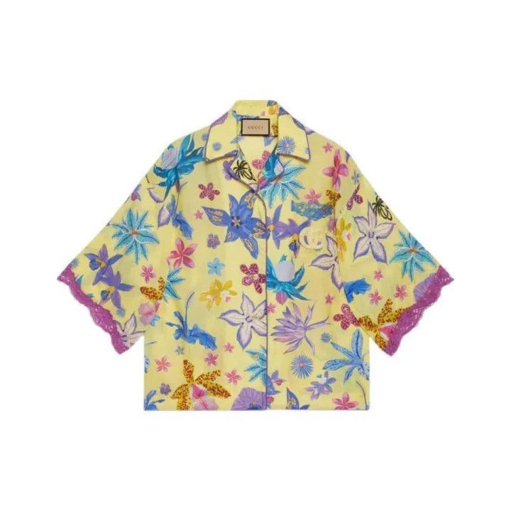 Gucci Gucci Floral Print Short Sleeve Shirt-2507 Size M / US 6-8 / IT 42-44 - 6 Thumbnail