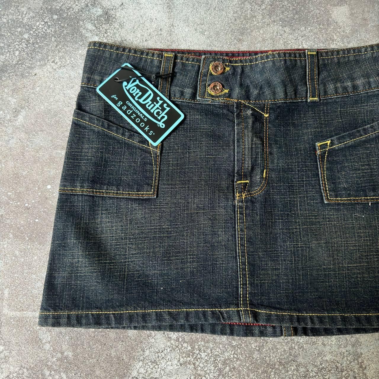 Von Dutch Y2K Von Dutch Multipocket Washed Denim Sexy Mini Skirt Size 28" / US 6 / IT 42 - 4 Thumbnail