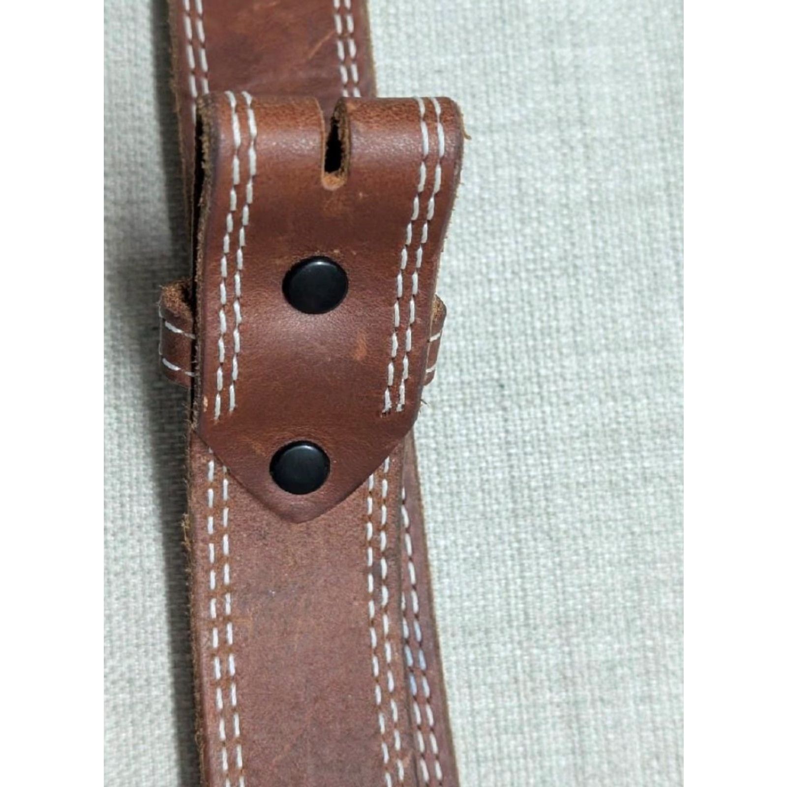 Vintage VINTAGE WESTERN Belt 1-1/2" Brown Cowhide Leather USA Made belt 36 Men Stitched Buckle Hank’s style Size 36 - 3 Thumbnail