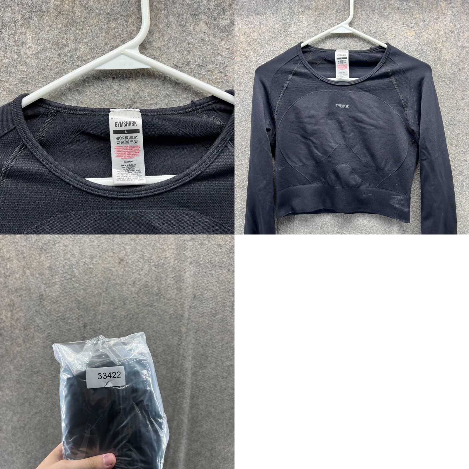 Gymshark Gymshark Shirt Womens Large Black Long Sleeve Seamless Crop Stretch Nylon Blend Size L / US 10 / IT 46 - 8 Thumbnail