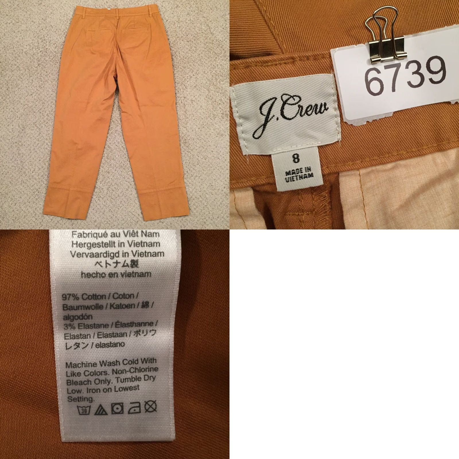 J.Crew J.Crew Pants Womens Size 8 Beige Pleated Front High Waist Tapered Leg 31x27 Cropped Medium Rise Regular Inseam 27 Size 30" / US 8 / IT 44 - 8 Thumbnail