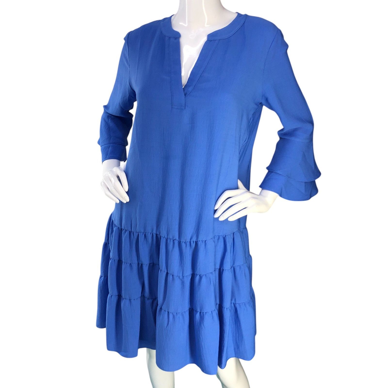Joseph Ribkoff Joseph Ribkoff Size 6 Dress Tiered Ruffle Bell Sleeve Jersey Size M / US 6-8 / IT 42-44 - 1 Thumbnail