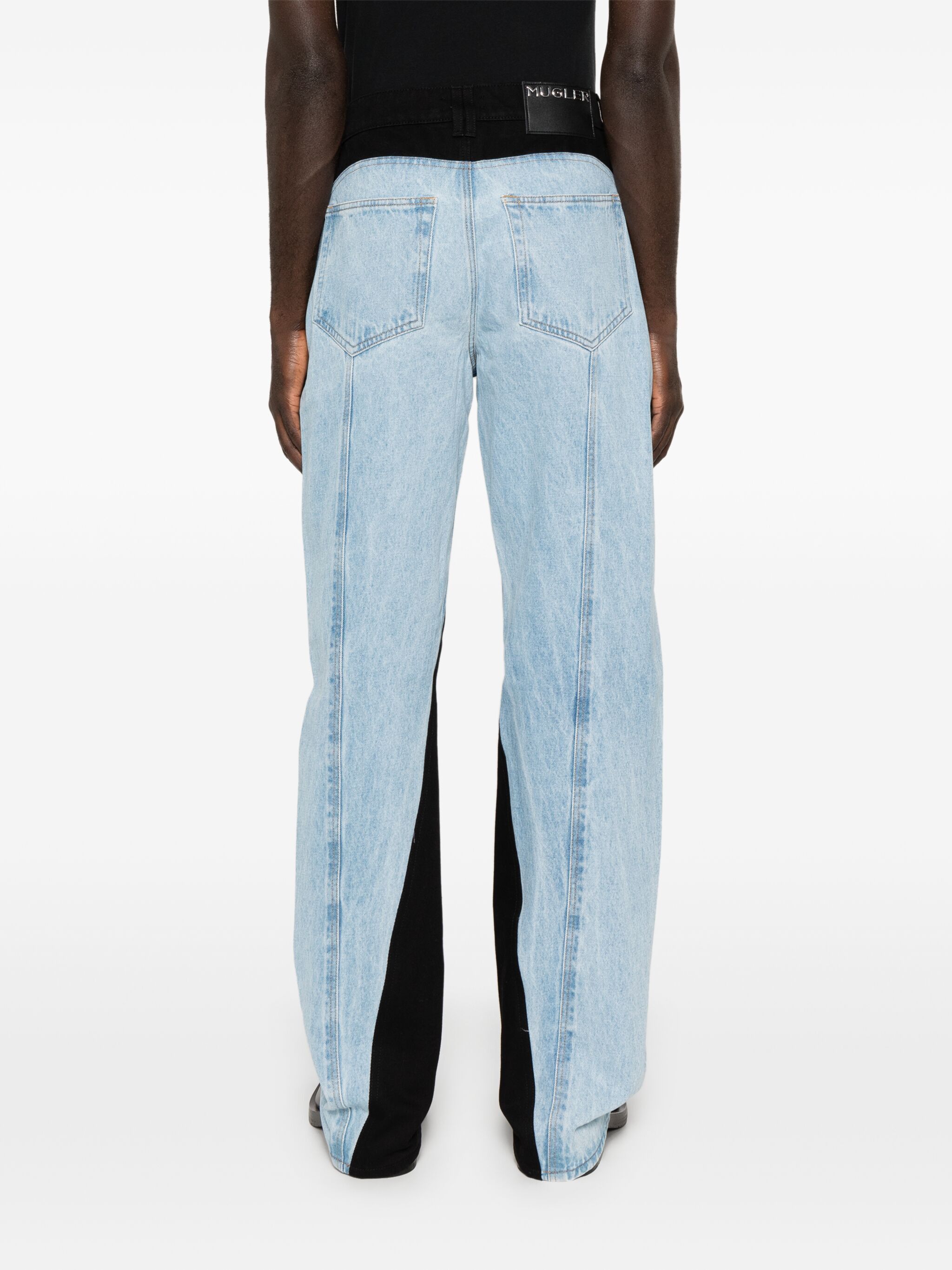 Mugler o1s22i1n1124 Two-Tone Denim Jeans in Blue & Black Size US 30 / EU 46 - 4 Thumbnail