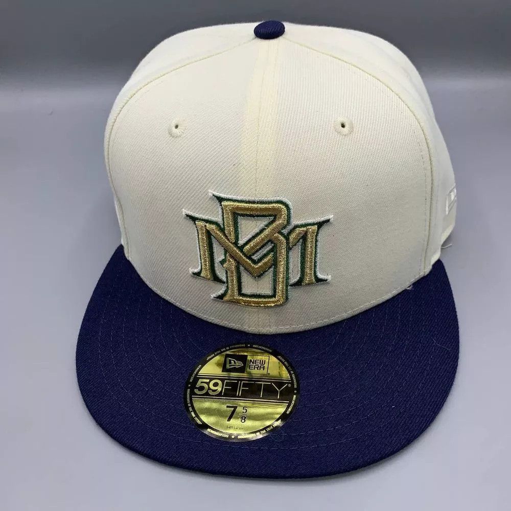 New Era Milwaukee Brewers Hat Men 7 5/8 59Fifty New Era Fitted Cap Size ONE SIZE - 1 Thumbnail