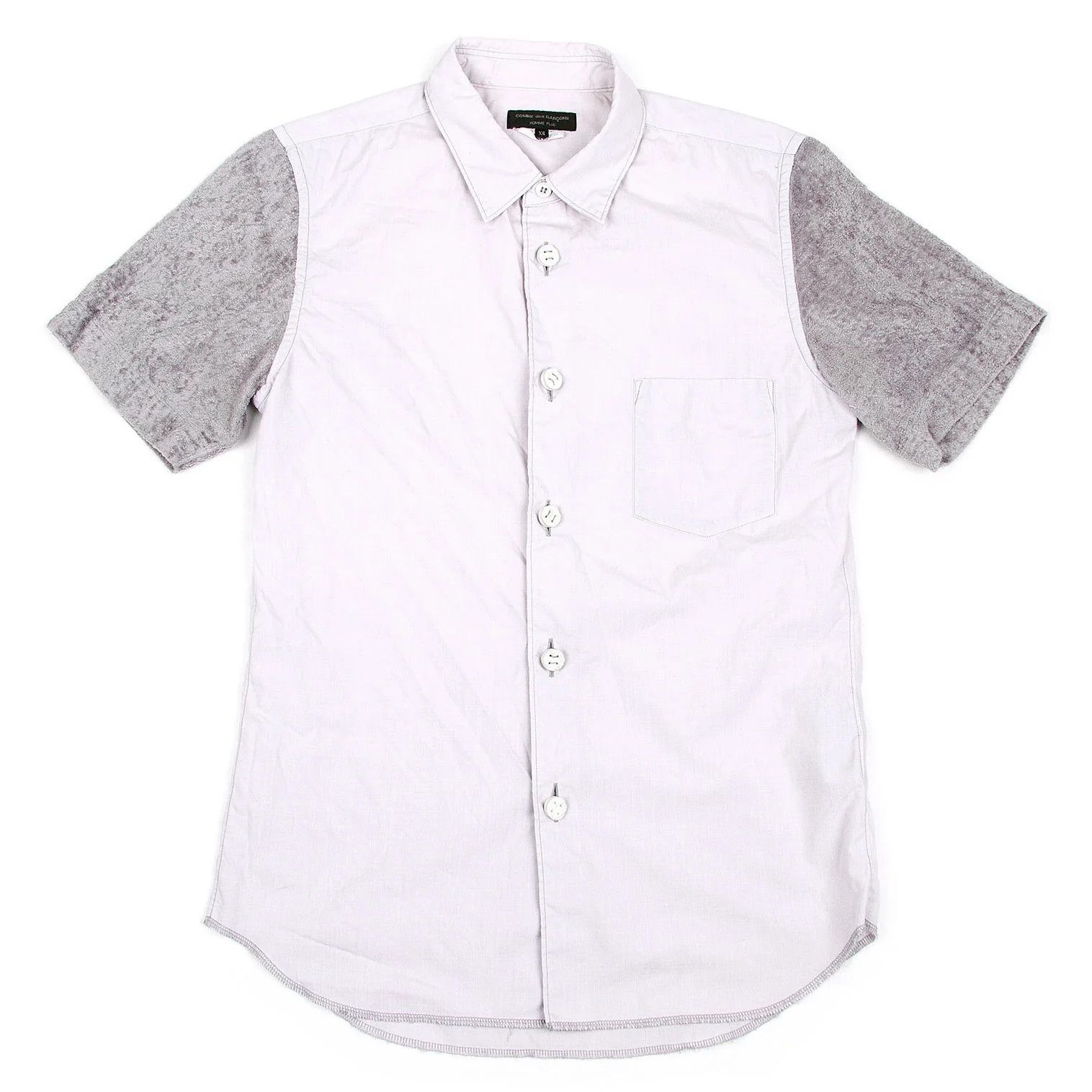 Comme des Garcons Homme Plus Product Dyed Pile Panel Short Sleeve Shirt Pink Gray XS Size US XS / EU 42 / 0 - 2 Thumbnail