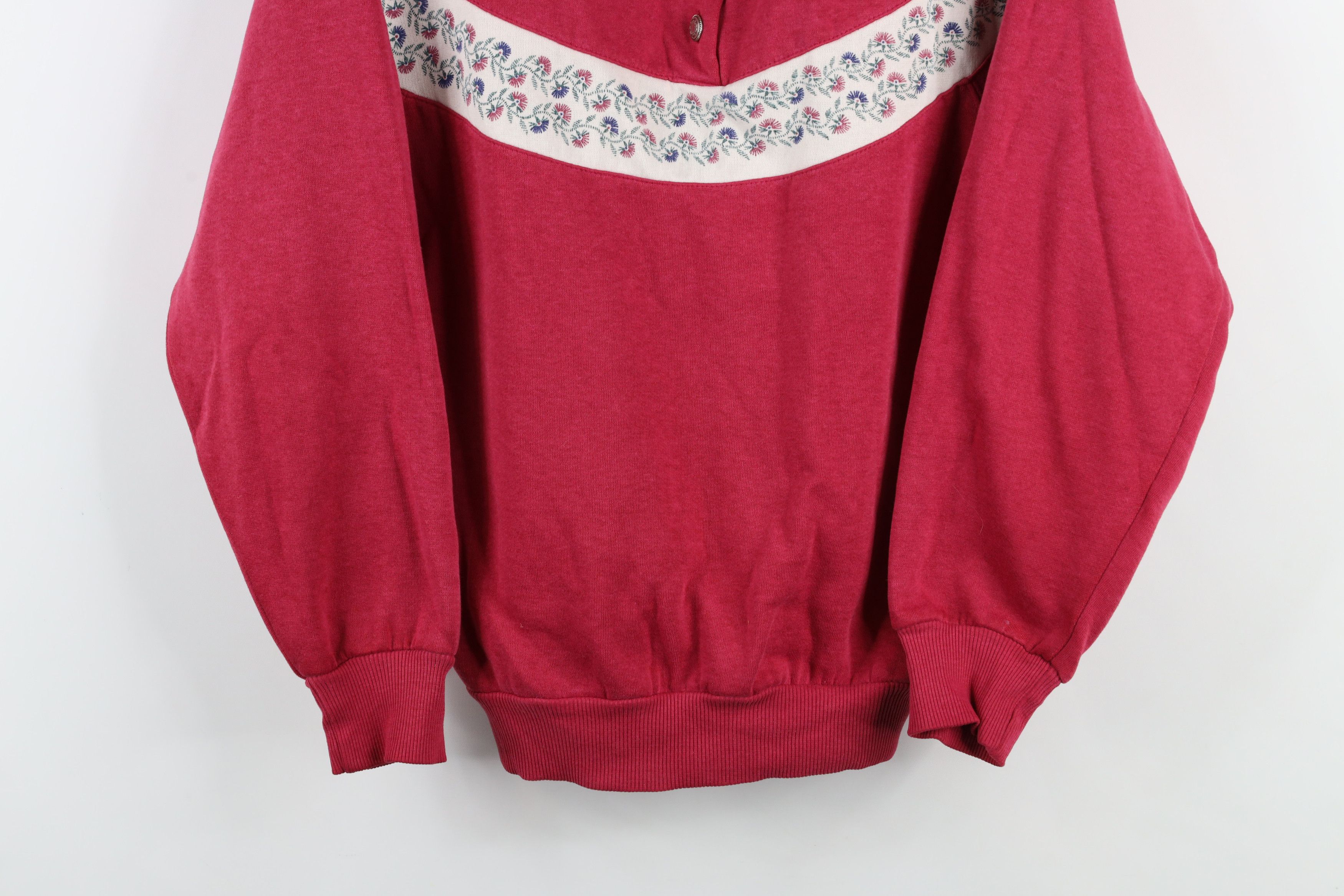 Vintage Vintage 90s Streetwear Flower Floral Henley Sweatshirt Red Size M / US 6-8 / IT 42-44 - 3 Thumbnail