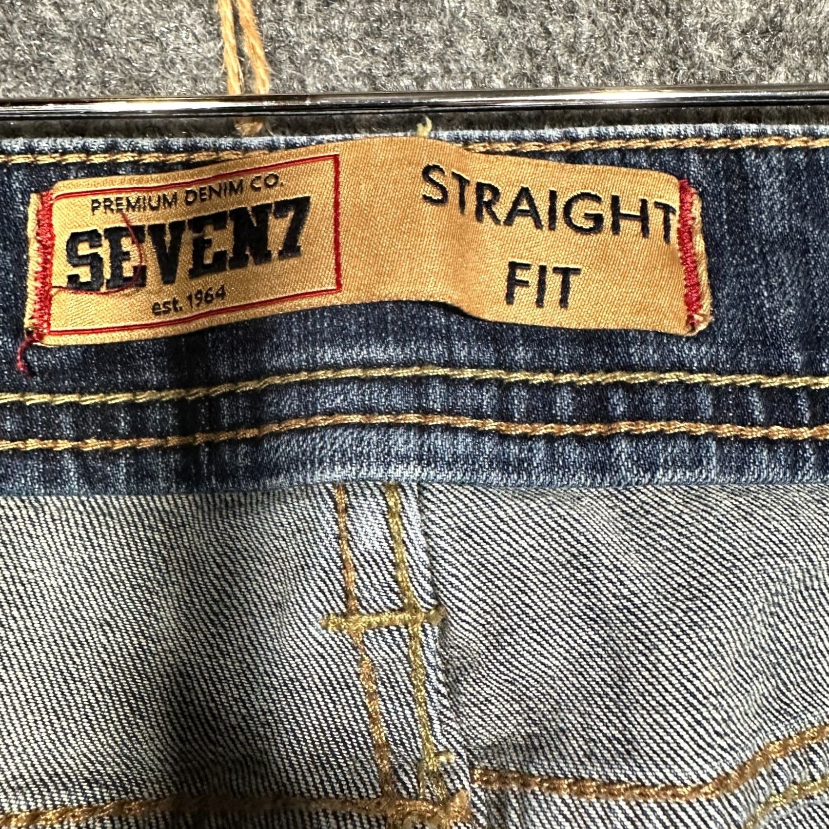 Vintage Seven7 Jeans Mens 34 Cotton Stretch Straight Leg Medium Wash Zip Pockets Logo Size US 34 / EU 50 - 5 Thumbnail