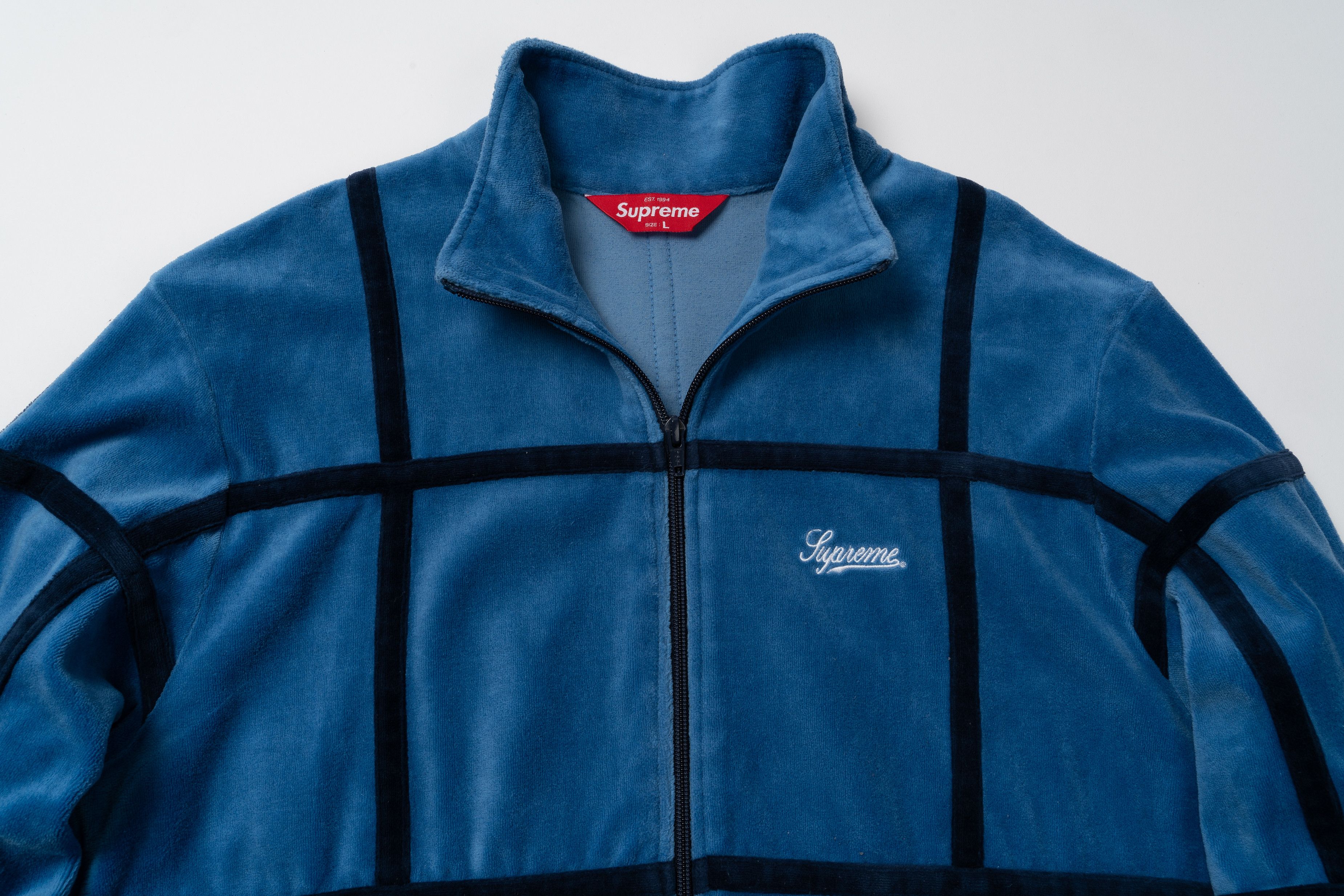 Supreme 🔵SUPREME Grid Taping Velour Jacket and Sweat pant outfit Size 50R - 3 Thumbnail